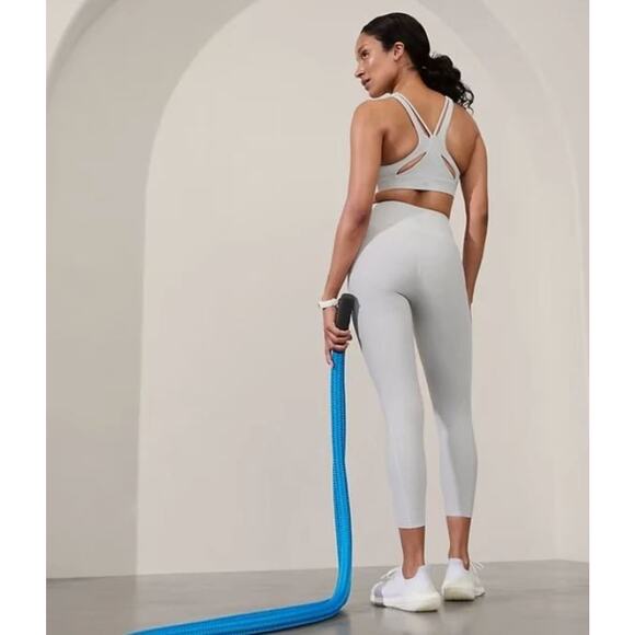 Athleta S Interval Stash High Rise Tipped 7/8 Legging Quartz White Small - Picture 2 of 5